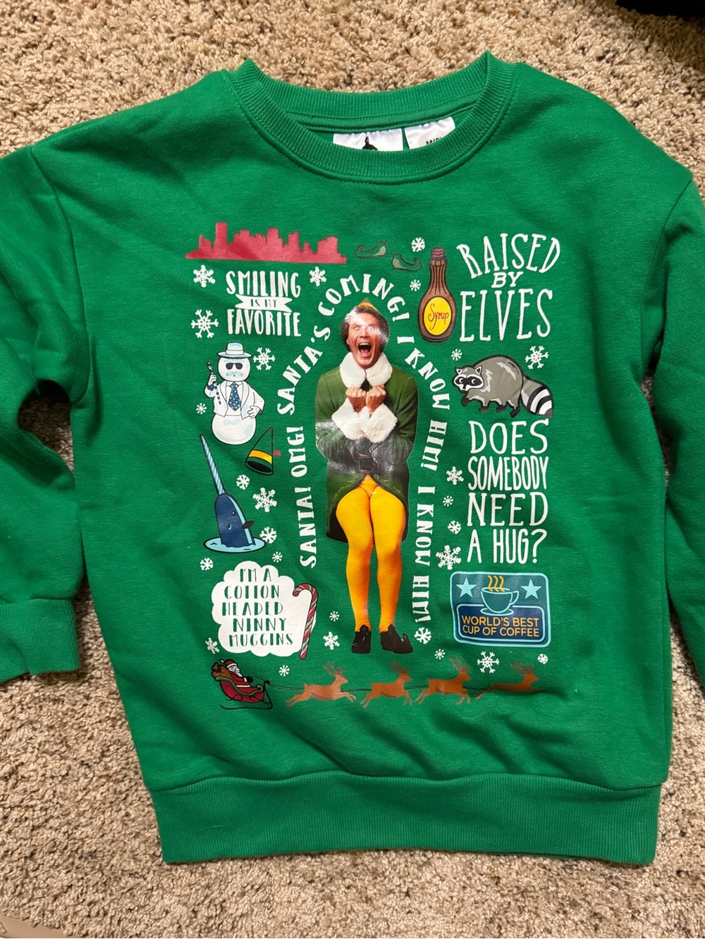 ELF Bright Green Holiday Graphic Sweatshirt